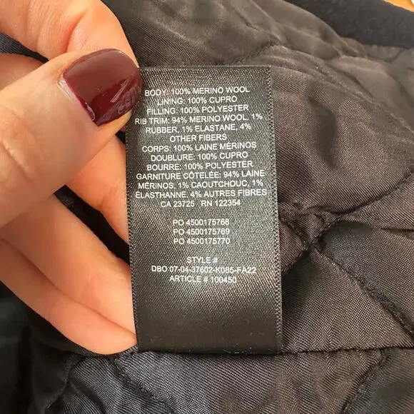 Aritzia Wilfred 100% Merino Wool Stable Bomber Jacket Full Zip Quilted Lined - Picture 13 of 14